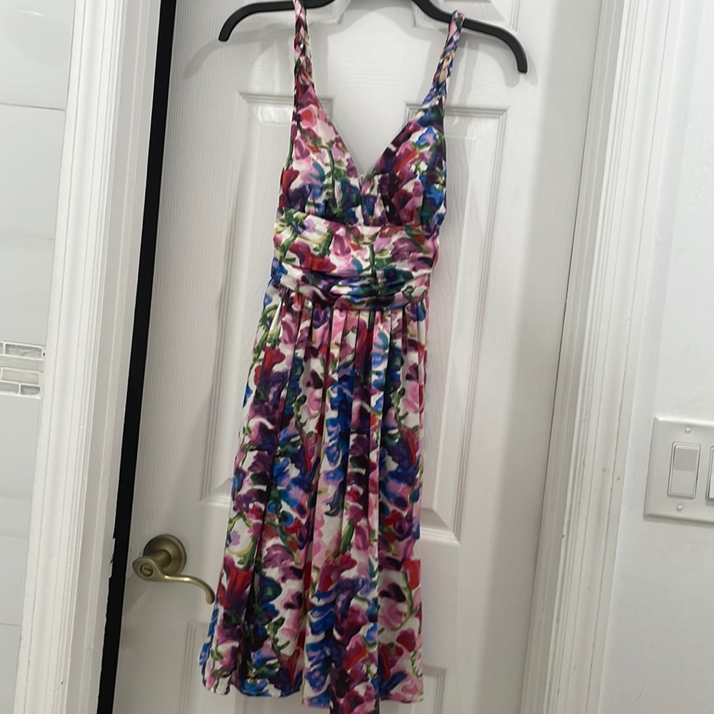 Vibrant Ruby Rox Garden Flower Impressionist Dres… - image 1